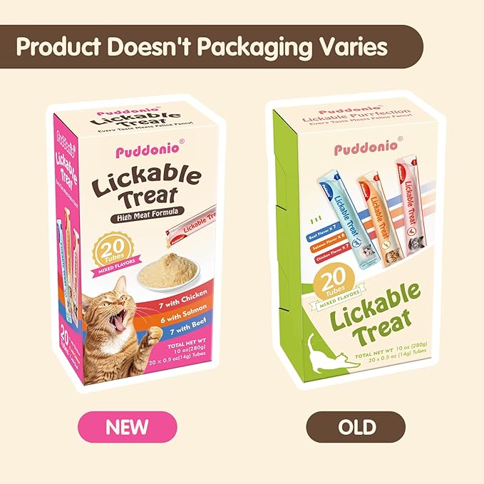 Lickable Cat Treats, High-Meat Puree, Grain & Gum Free, High Protein, No Additives, 0.5oz Tubes (Pack of 20)