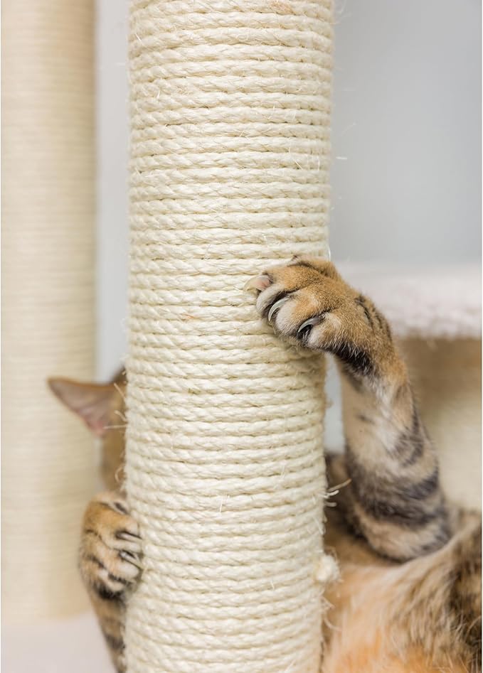 Armarkat 38" High Ivory Cat Step Stairs ramp, Real Wood Cat Sratcher For Pets Cats B3803