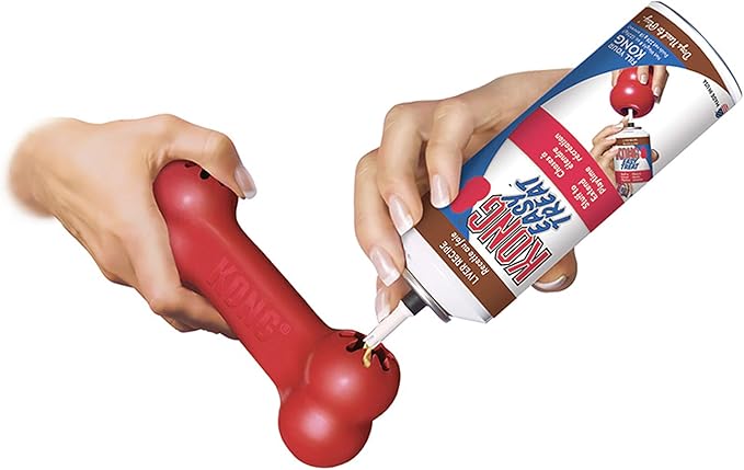KONG Goodie Bone & Flyer - Dog Toys to Enrich Playtime - Dog Bone & Soft Throwing Disc Support Mental Engagement - Rubber Bone for Treats - Rubber Flying Disc with Dynamic Rebound - for Small Dogs