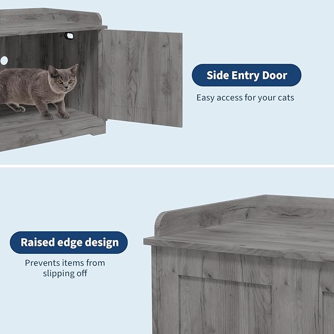 Garvee Cat Litter Box Enclosure Furniture Wooden Hidden Litter Box Cabinet Dog Proof Cat Washroom Kitty House with Vent Door