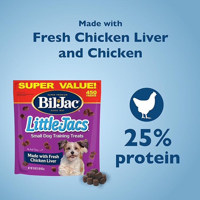 Bil-Jac Little-Jacs Small Dog Training Treats | Soft Chicken Liver Recipe | 16 oz (3-Pack)