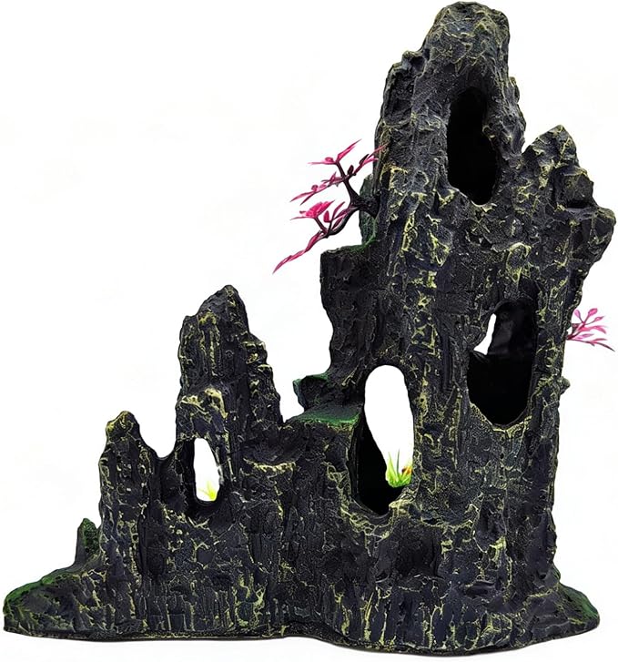 Large Aquarium Decoration, Artificial Mountain View Fish Tank Decoration, Very Suitable for Aquatic Pets Such as Fighting Fish and Ornamental Fish to Hide and Explore -10.5 inches high