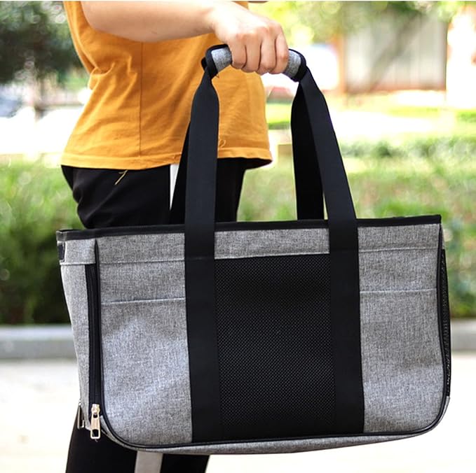 Cat Carrier Breathable Prevent Escape, Portable Cat Travel Carrier for Small Animals, Soft Cat Bag with Adjustable Shoulder Strap, 2 Storage Pockets for Pet Toys and Food, Ideal fo (Grey with Black)