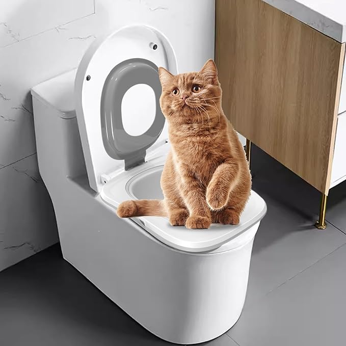 Cat Toilet Training Kit - Poratble Cat Toilet Cleaning Trainer, Eco-Friendly Toilet Litter Box Trainer | Reusable Sand Box Cat Trainer, Easy to Use Cat Toilet Trainer for Hygienic Pet Cleaning