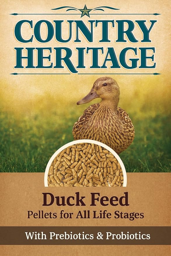 Country Heritage Duck Feed – Pellets for All Life Stages (19% Protein with Prebiotics & Probiotics, Do Not Float) (5 Pounds)