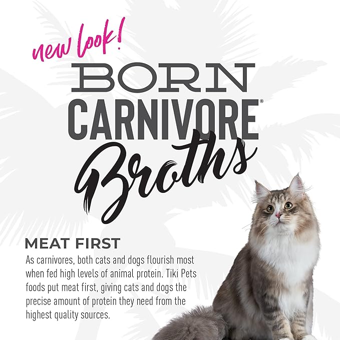 Tiki Cat Born Carnivore Broths Wet Cat Food Toppers, Variety Pack, 1.3 oz. Pouch (12 Count)
