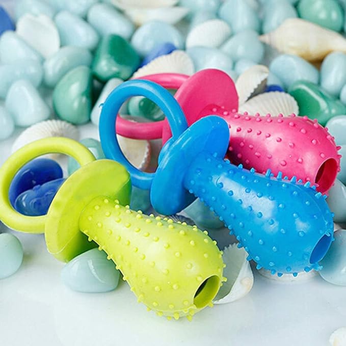 Jinshining Blue Dserw Dog Pacifier Chew Toy, Mini Bite Resistant Bell - Shape Rubber Pacifier Pet Molar Chew Training Toy, Bell Chewing Playing Training Toy for Puppy/Dog/Cat