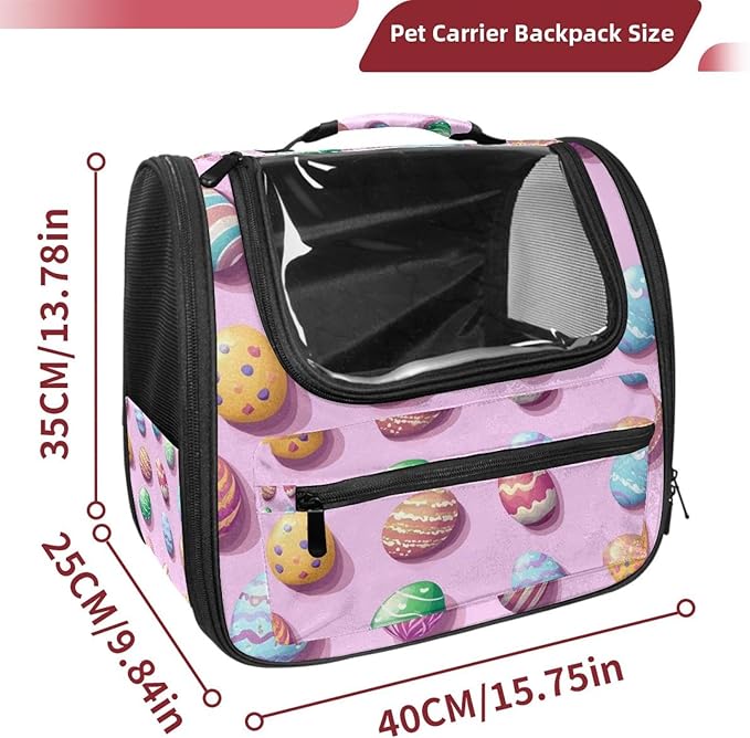 Easter Eggs (4) Transparent Pet Carrier for Travel Hiking for Kitty Small Dog