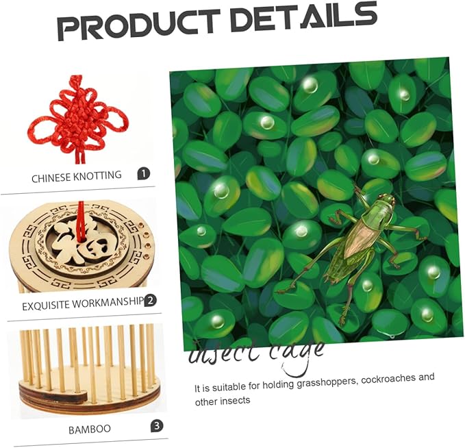 Bamboo Insect Keeper Cage Portable Storage Container Tubes and Feeding Accessories for Observation