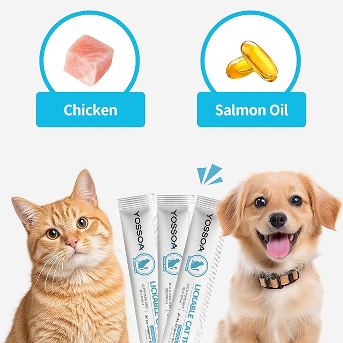 20Tubes Lickable Cat Treat, No Gums or Fillers Cats Puree Treats,Skin & Coat Support Cat Squeeze Treats, Omg3 Squeezable Creamy Cat Lickables, Grain Free Cat Snacks for Sensitive Stomach