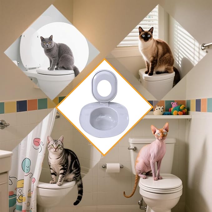 Cat Toilet Trainer, Cat Toilet Seat Training Kit Portable Litter Box Train Your Cats to Use The Toilets
