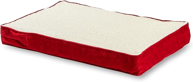 Happy Hounds Oscar Rectangle Orthopedic Foam Sherpa Dog Bed, Small (36 x 24 in.), Red