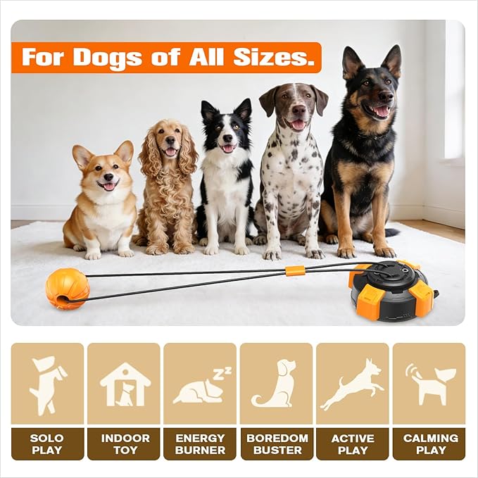 Upgraded Powerful Suction Cup Dog Toy - Interactive Tug of War Toy for Aggressive Chewers Durable Puppy Molar Chew Toy with Teeth CleaningDog Enrichment Toys for Boredom & Anxiety Relief (Orange-D)