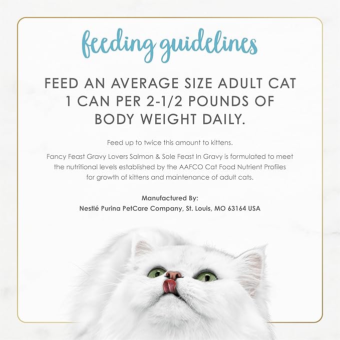 Fancy Feast Purina Gravy Lovers Salmon and Sole Feast Grilled Gourmet Cat Food in Wet Cat Food Gravy - 3 oz. Cans,(Pack of 48)