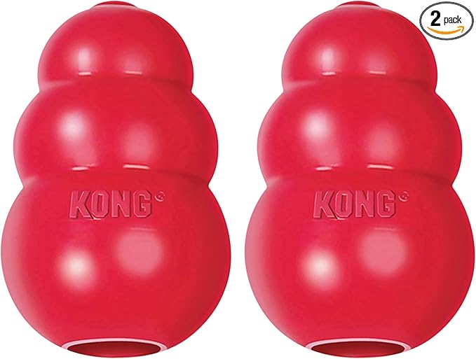 KONG Classic Stuffable Dog Toy - Fetch & Chew Toy for Dogs - Treat-Filling Capabilities & Erratic Bounce for Extended Play Time - Durable Natural Rubber Material - for Medium Dogs (Pack of 2)