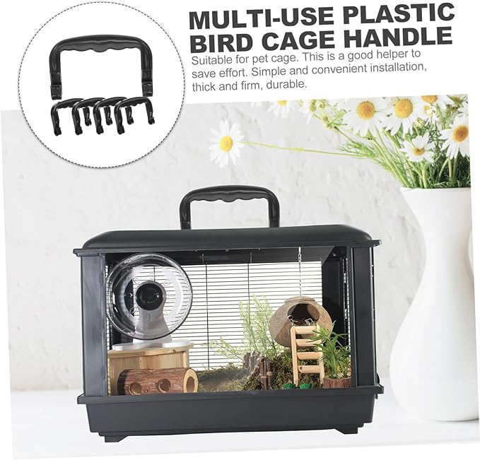 VANZACK 5pcs Portable Plastic Handles for Pet Cages Lightweight Easy Use Bird Cage Handles for Hamsters and Comfortable Grip for Outdoor Carrying