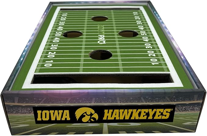 Pets First NCAA Iowa Hawkeyes Cat Scratcher Box, Game Day Cat Toy, NCAA Football Field Designed Cat Scratcher and Lounge, Stimulating Cat Game,IA-5028