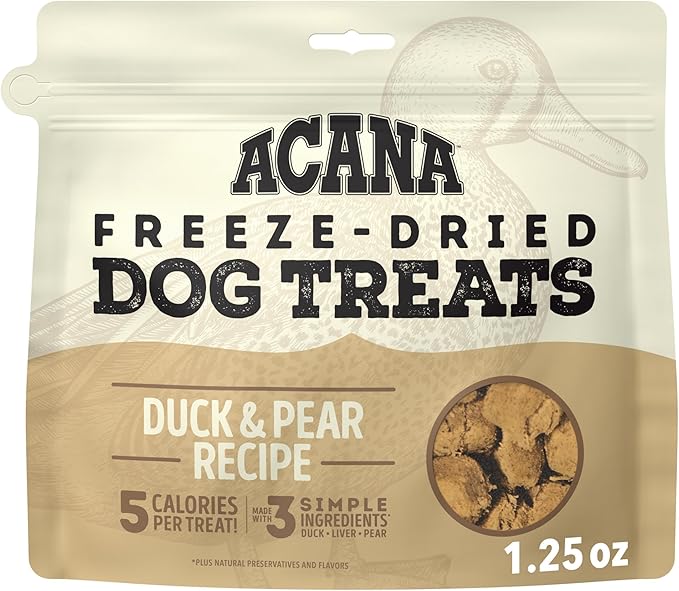 ACANA Singles Grain Free Dog Treats Limited Ingredients & Freeze-Dried Duck & Pear 1.25 Bag