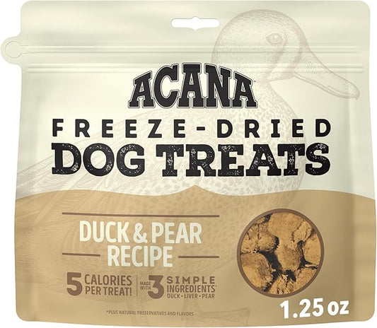 ACANA Singles Grain Free Dog Treats Limited Ingredients & Freeze-Dried Duck & Pear 1.25 Bag