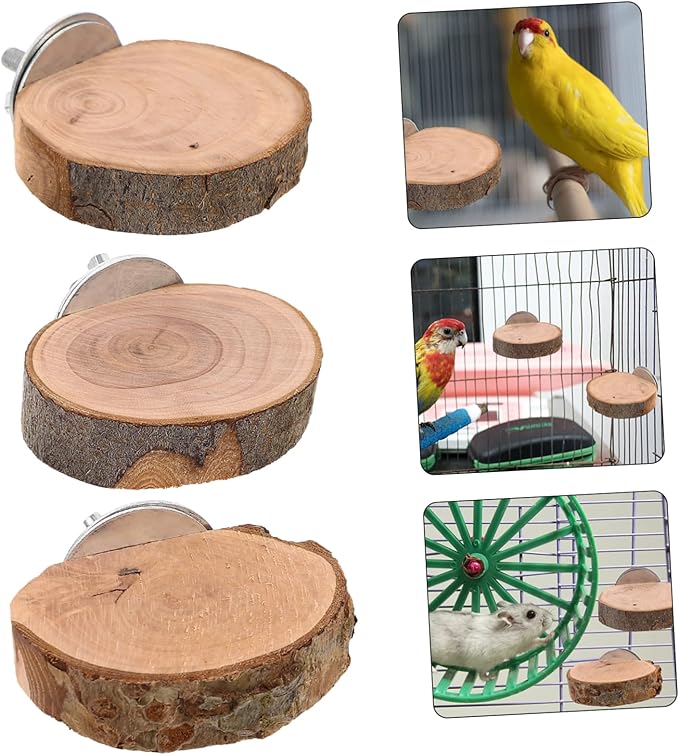 Milisten 3pcs Wooden Hamster Ladder and Parrot Perch Toy Set Natural Bird Climbing Platform Birdcage Accessories for Small Animals