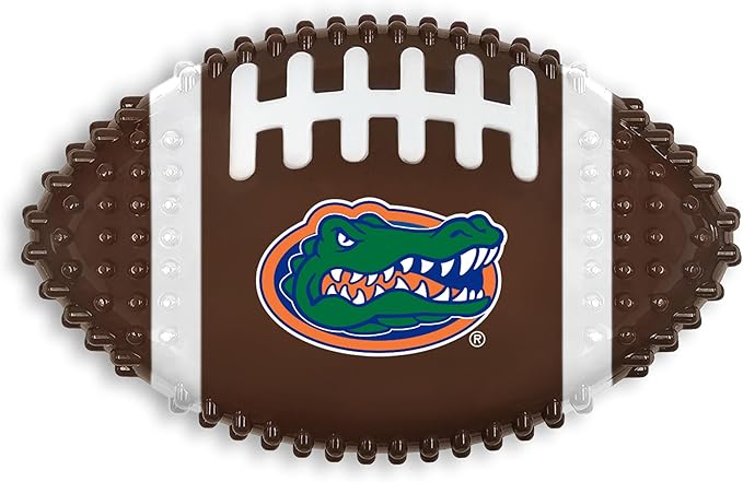 NCAA Florida Gators Mega-Chew Hard Nylon Bacon-Flavored Dog Bone Football Chew Toy. Interactive Tasty & Fun Dog Chew Toy. Indestructible Strong Durable Tough Dog Toys for Aggressive Chewers