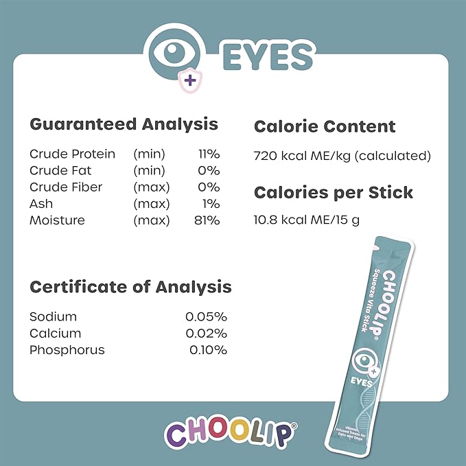 Choolip Squeeze Vita Stick Lickable Cat and Dog Treats, 7-Count Eye Support, Chicken and Tuna with Lutein, Grapeseed Extract and Vitamin E, Vet-Formulated
