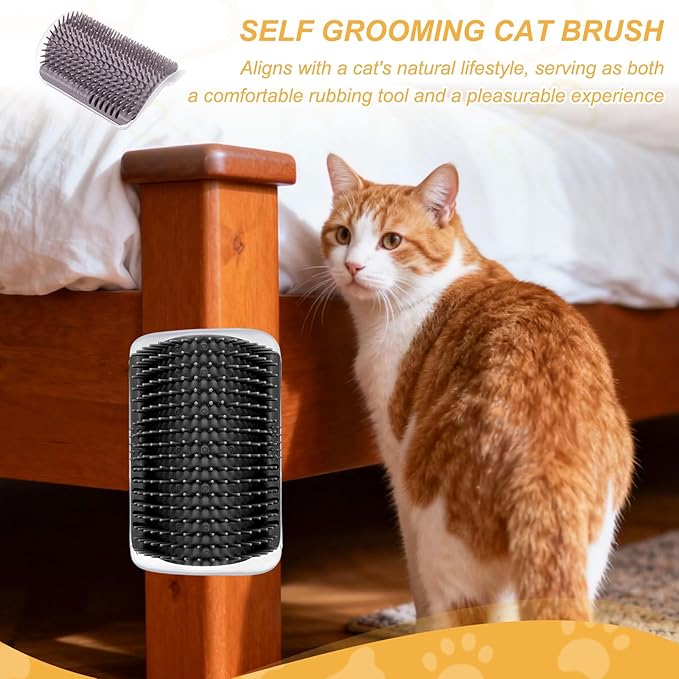 Self Grooming Cat Brush, Cat Self Groomer Scratcher with Catnip Softer Scratchers Wall Corner Groomer Massage Combs (2Pcs, S, Blue) for Long Short Fur Pets/Kittens/Puppies