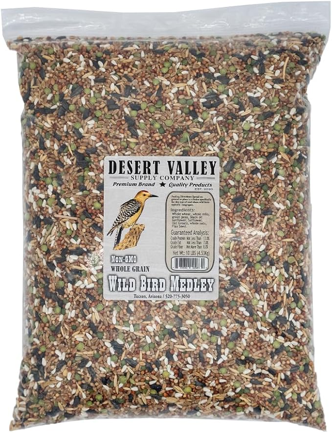 Desert Valley Premium Whole Grain Scratch Feed- Non GMO - Nutritious Treat for Chickens, Ducks, Wild Birds & More (10-Pounds)