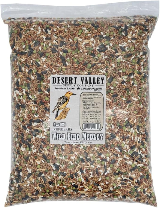 Desert Valley Premium Whole Grain Scratch Feed- Non GMO - Nutritious Treat for Chickens, Ducks, Wild Birds & More (10-Pounds)