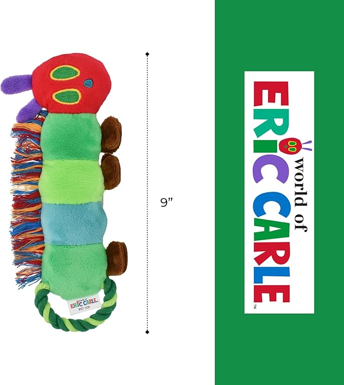 Multipet Eric Carle Very Hungry Caterpillar Rope Tug 9" Dog Toy