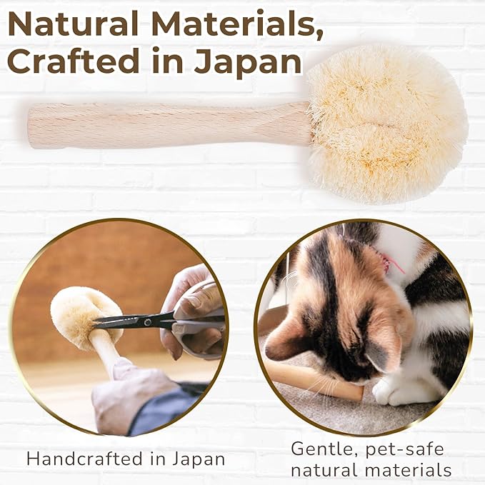 Wablade Cat Brush, Gentle Grooming Brush for Sensitive Cats & Kittens – Soft Grooming & Massage, Gently Removes Loose Surface Fur (Not a Deshedding Tool), Sisal, Made in Japan (Type-B)