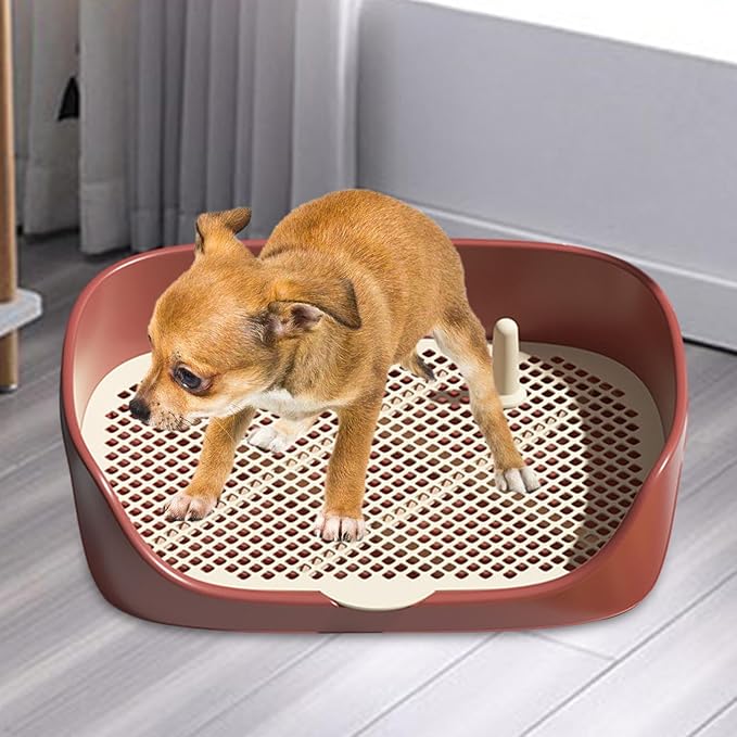 Pet Dog Toilet Puppy Training Potty Tray Portable for Cat Training Pad Holder with Protection Wall Litter Box Trainer Corner, Red L
