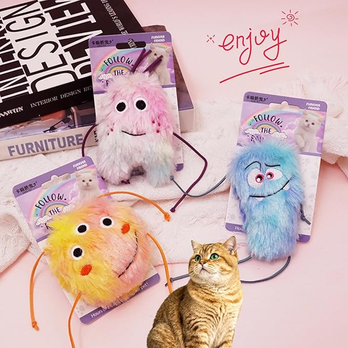 Cute Monster Plush Catnip Toy Interactive Soft Chew Plush Catnip Toys for Indoor Cats and Kittens 3.9" (Blue)