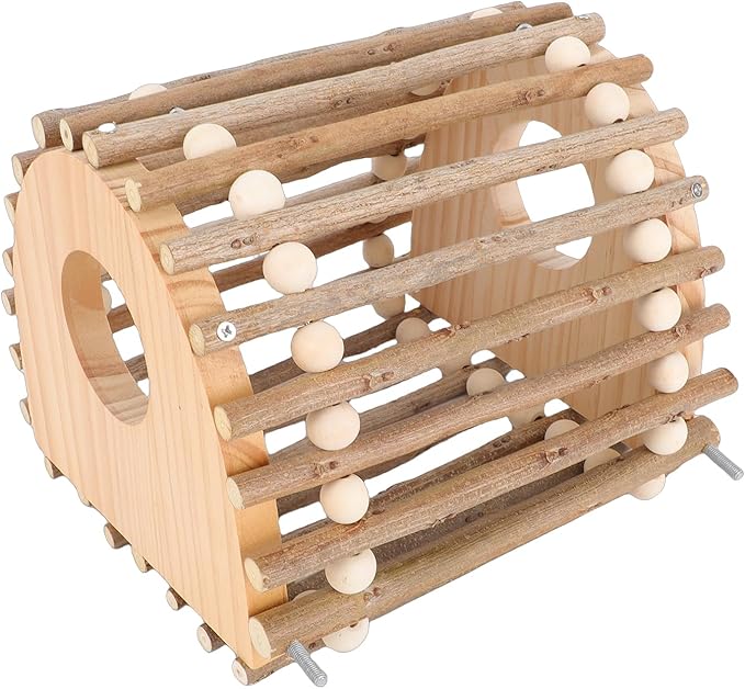 Bird Climbing Ladder, Pine Wood Double Hole Design Climbing Ladder Toy, Hamster Toy with 14 Accessories for Hamster Bird Cage