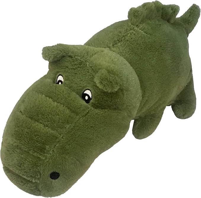 Petlou Durable Plush Dog and Cat Toys with Multi-Squeaks and Crinkle Paper .17-Inch Alligator Green