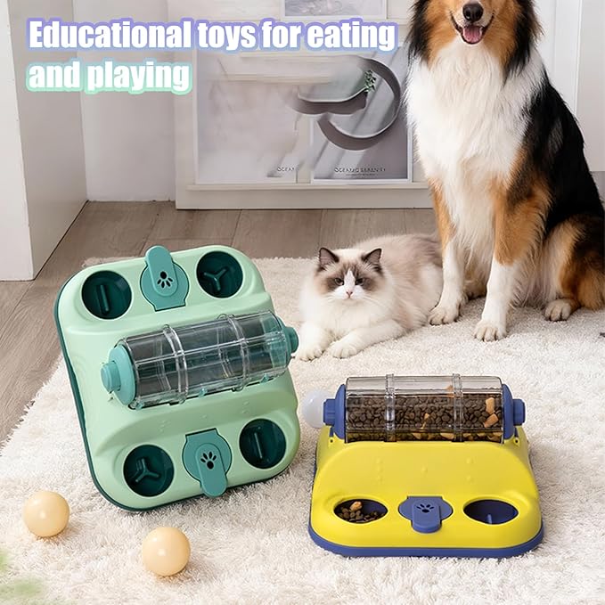 Dog Toy, Interactive Slow Feeding Roller for Cats & Dogs - Fun Treat Dispensing, Puzzle Toy Small/Medium/Large Dogs Gifts, Dog Treat Puzzle (Yellow)