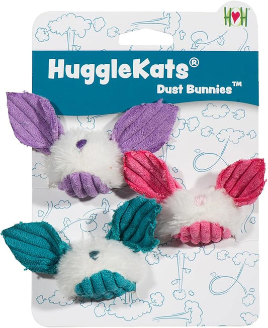 HuggleKats Cat Toys - Kitten Toys for Bored Indoor Cats, Perfect for Moving, Exercise, Biting & Chewing - Dust Bunnies (3 Pack)