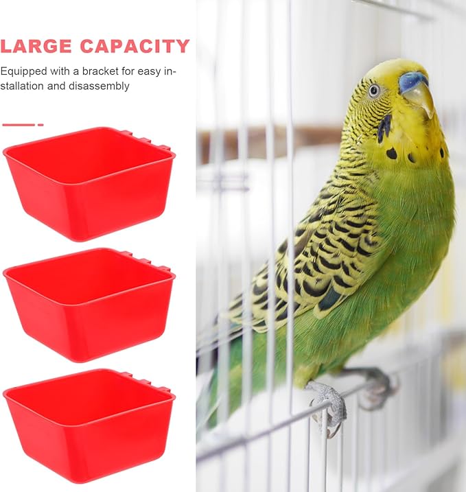 Abaodam 4pcs Thickened Bird Cage Feeding Bowl Versatile Pet Water Cup Crate Food Bowl for Birds Rabbits Poultry