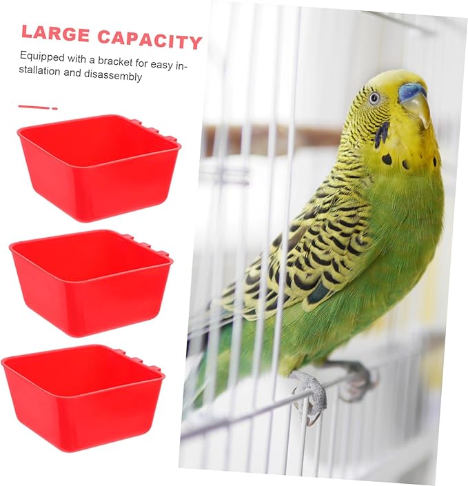 Alasum 4pcs Bird Cage Feeder Bowl Multifunctional for Parrots Poultry Rabbits Animals Easy Hanging Feeding Bowl Ample Capacity