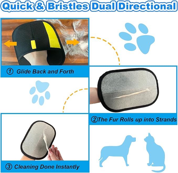 Pet Hair Removal Gloves for Cats Dogs, 2026 Upgraded Electrostatic Reusable Magic Cat Dog Fur Brush, Effortless Pet Hair Remover Mitt Tool for Furniture, Carpet, Clothes, Couch (1pcs-Black)