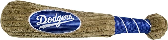 MLB Los Angeles Dodgers Baseball Bat Toy for DOGS & CATS. Soft Corduroy Plush Dog Toy with Inner SQUEAKER, MLB Chew Toys for Dogs or Cats. Durable Fun Interactive Dog Toy with Team Names and Logo