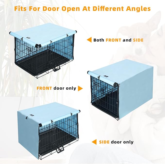 X-ZONE PET Double Door Dog Crate Cover - Polyester Pet Kennel Cover Fits 24 inches Wire Dog Cage Blue