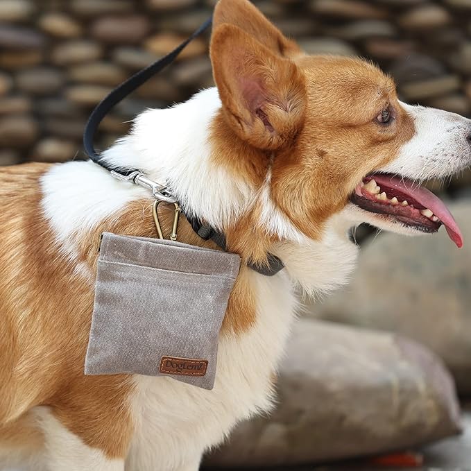 Dog Training Kit,Puppy Dog Treat Pouch Bag with Dog Clicker and Silent Whistle with Lanyard,Hands-Free Training Dog Treat Pouch,Includes Carabiner,for Pet Puppy Travel or Outdoor Use(Grey)