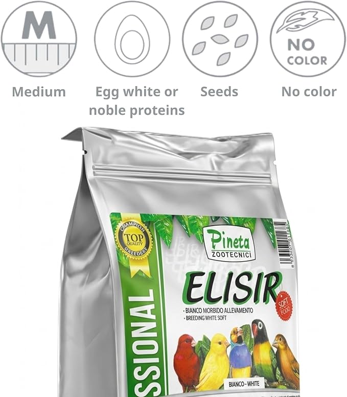 PINETA Elisir White Soft Breeding Bird Food and Nestlings - 1Kg for Seed Eating Birds, Complementary Soft Feed for Breeding, Nestlings Growth, Brooding Parents, Canaries & Finches