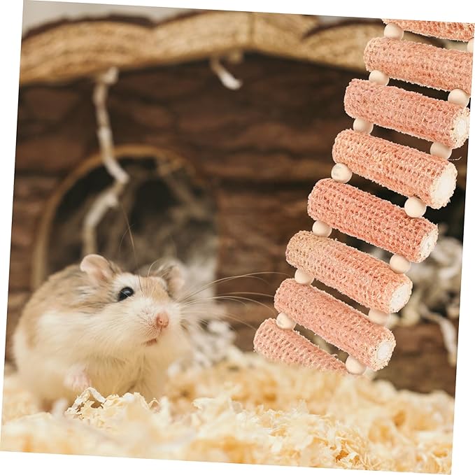 Natural Corncobs Climbing Ladder Toy for Hamsters and Pets Multi-Functional Chew and Exercise Accessory for Bird Cages Provides and Balance Improvement