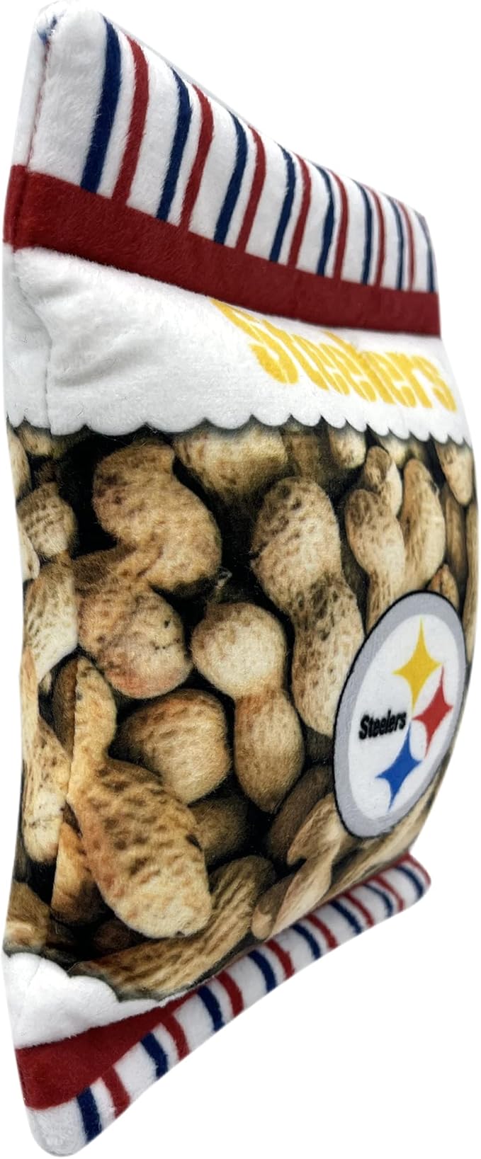 NFL Pittsburgh Steelers Crinkle FINE Plush Dog & CAT Squeak Toy - Cutest Stadium Peanuts Snack Plush Toy for Dogs & Cats with Inner Squeaker & Beautiful Baseball Team Name/Logo