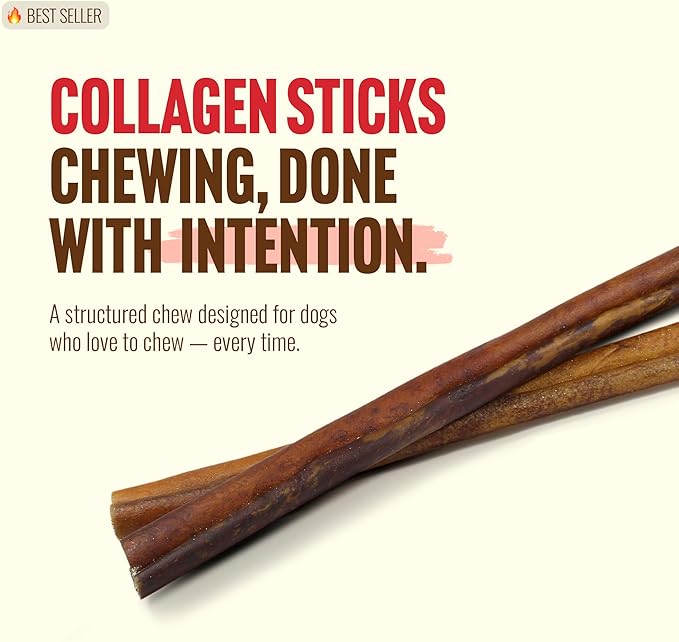 Natural Farm Peanut Butter Flavor Collagen Sticks for Dogs (12 Inch, 12 Count), Long-Lasting Beef Collagen Sticks, Rawhide Alternative Chews with Chondroitin & Glucosamine, Low-Fat Dental Treats