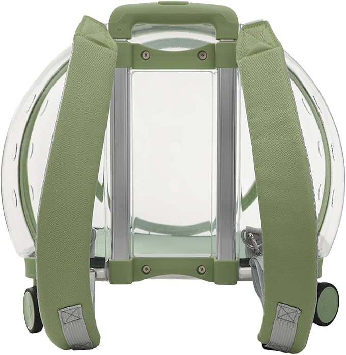 15.7" X 10.6" X 17.7" Hard Shell Rolling Cat Carrier, Outdoor Cat Carrier with Wheels, Stable Pet Stroller with Soft Mat, Support to 19.84 Lbs (Green)