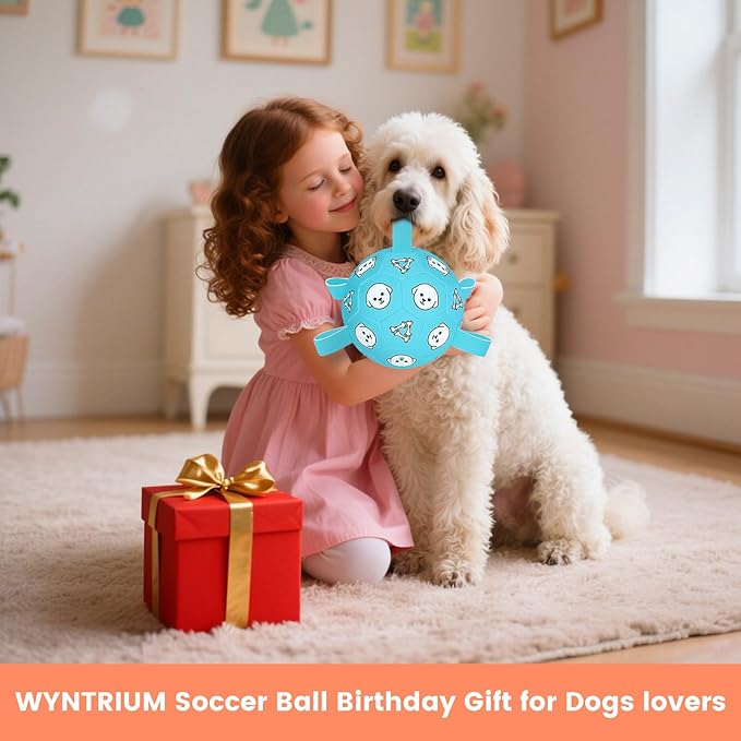 Dog Toys Soccer Ball with Straps, Dog Soccer Ball with Tabs, Dog Toys for Tug of War, Floating Water Puppy Toys for Indoor/Outdoor – Fun Dog Birthday Gift for Small Medium Dogs, 6 Inch