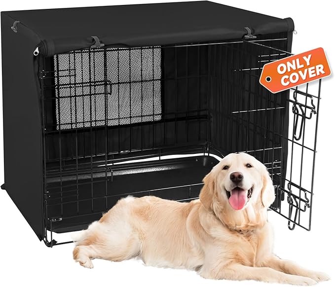 X-ZONE PET 36" Dog Crate Cover for Indoor/Outdoor - Heavy Duty Polyester Pet Kennel Cover Fits for Wire Dog Cage Black